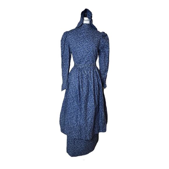 Vintage Hand Made Prairie Cottagecore Style Maxi Dress Modest Neck Large 10/12 - Picture 1 of 16
